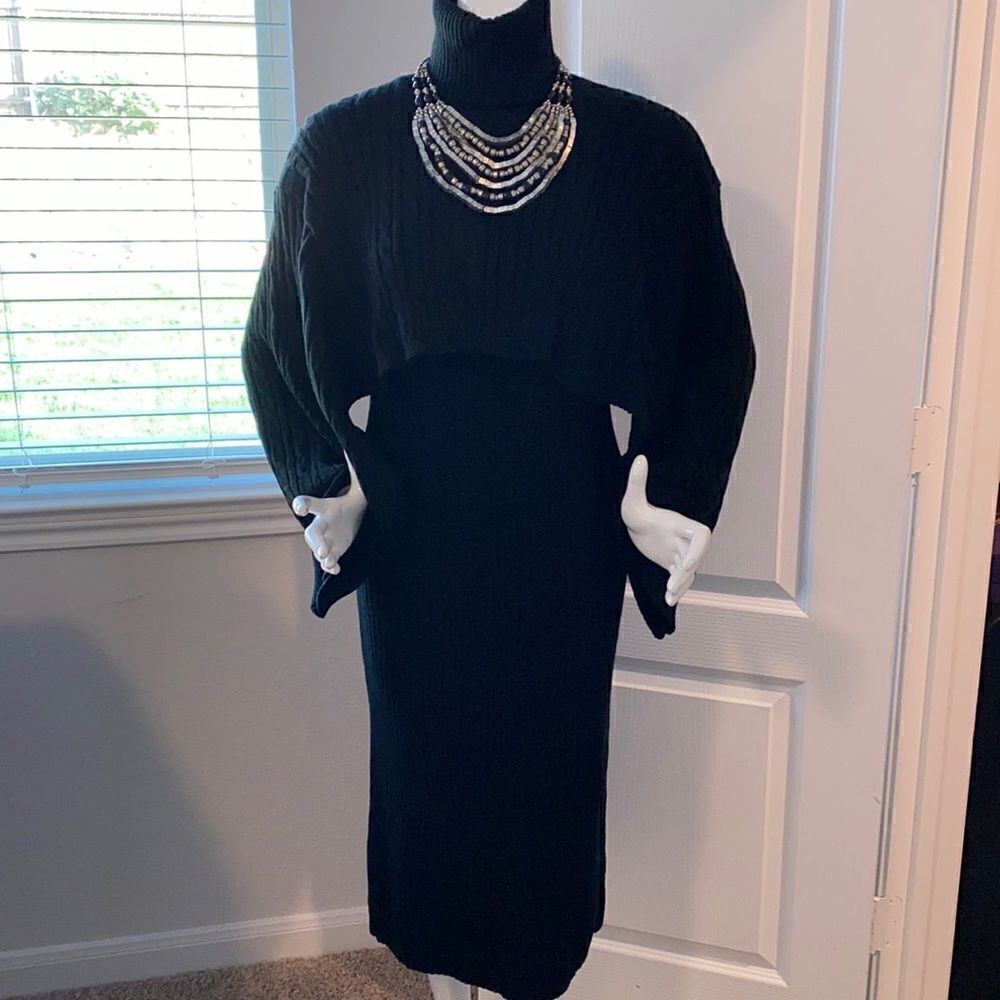 New Women's Black Popover Sweater Dress